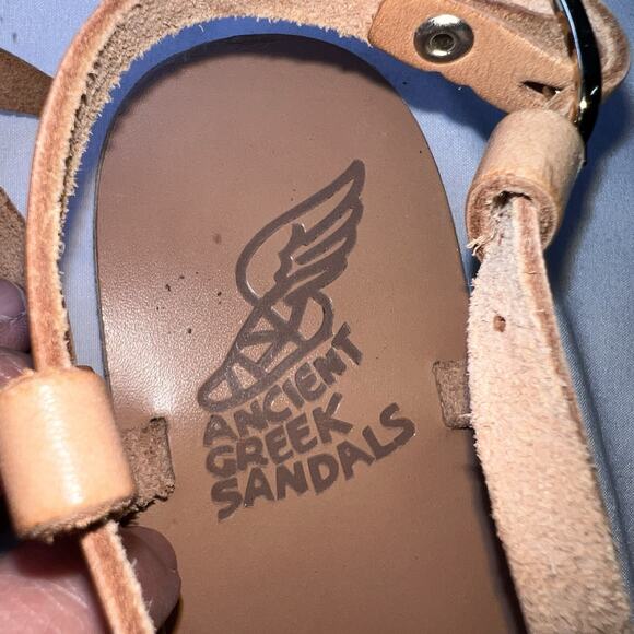 Ancient Greek Sandals Eu Size 39 US 8.5 Beige Studded Thong Ankle Strap Casual - Picture 7 of 11